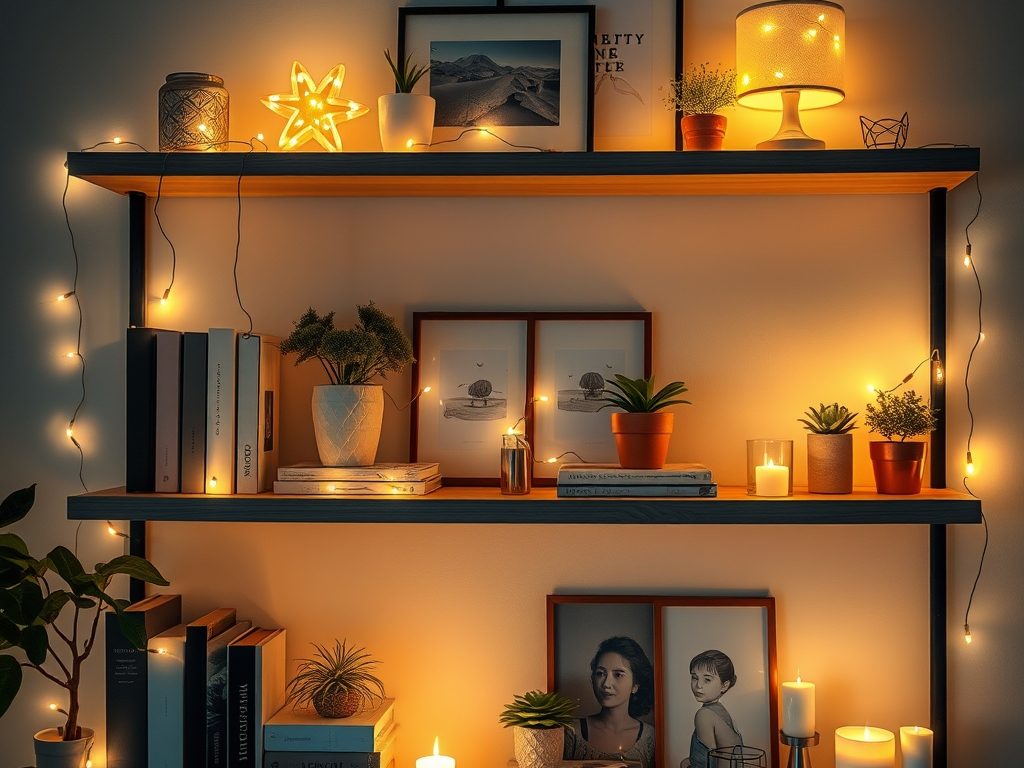 Małe oświetlenie dekoracyjne na półkach – jak stworzyć nastrojową i funkcjonalną aranżację
