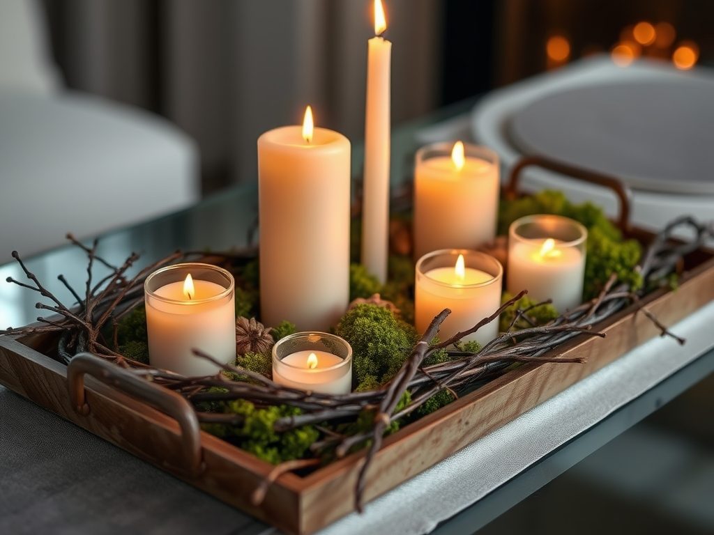 Co ułożyć na tacce dekoracyjnej, by stworzyć stylową i bezpieczną aranżację z świecami i dodatkami naturalnymi