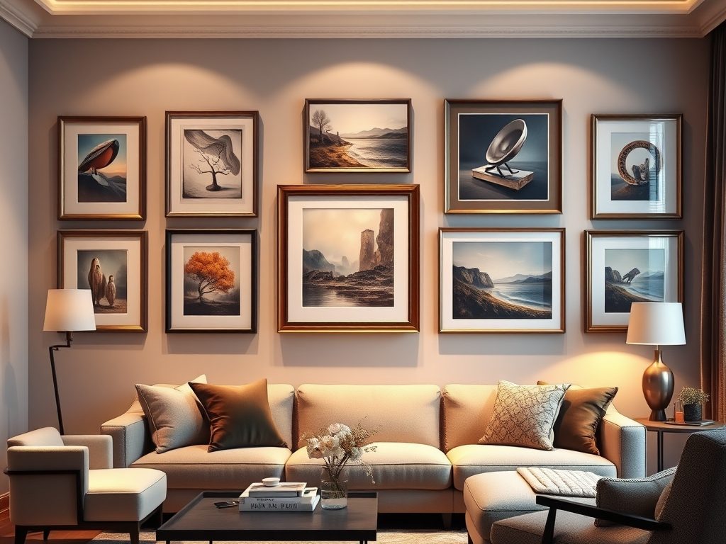 Na jakiej wysokości wieszać obrazy: zasady dopasowane do wnętrza i mebli dla harmonii i wygody oglądania